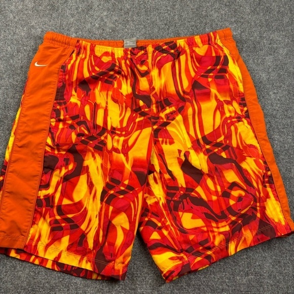 NIKE Men’s Orange/Red Flame Lined Swim trucks shorts size: XL - Picture 1 of 9